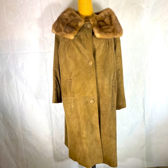 Vintage 60’s Brown Suede Elegant Coat 3/4 Sleeve Medium - Picture 1 of 4